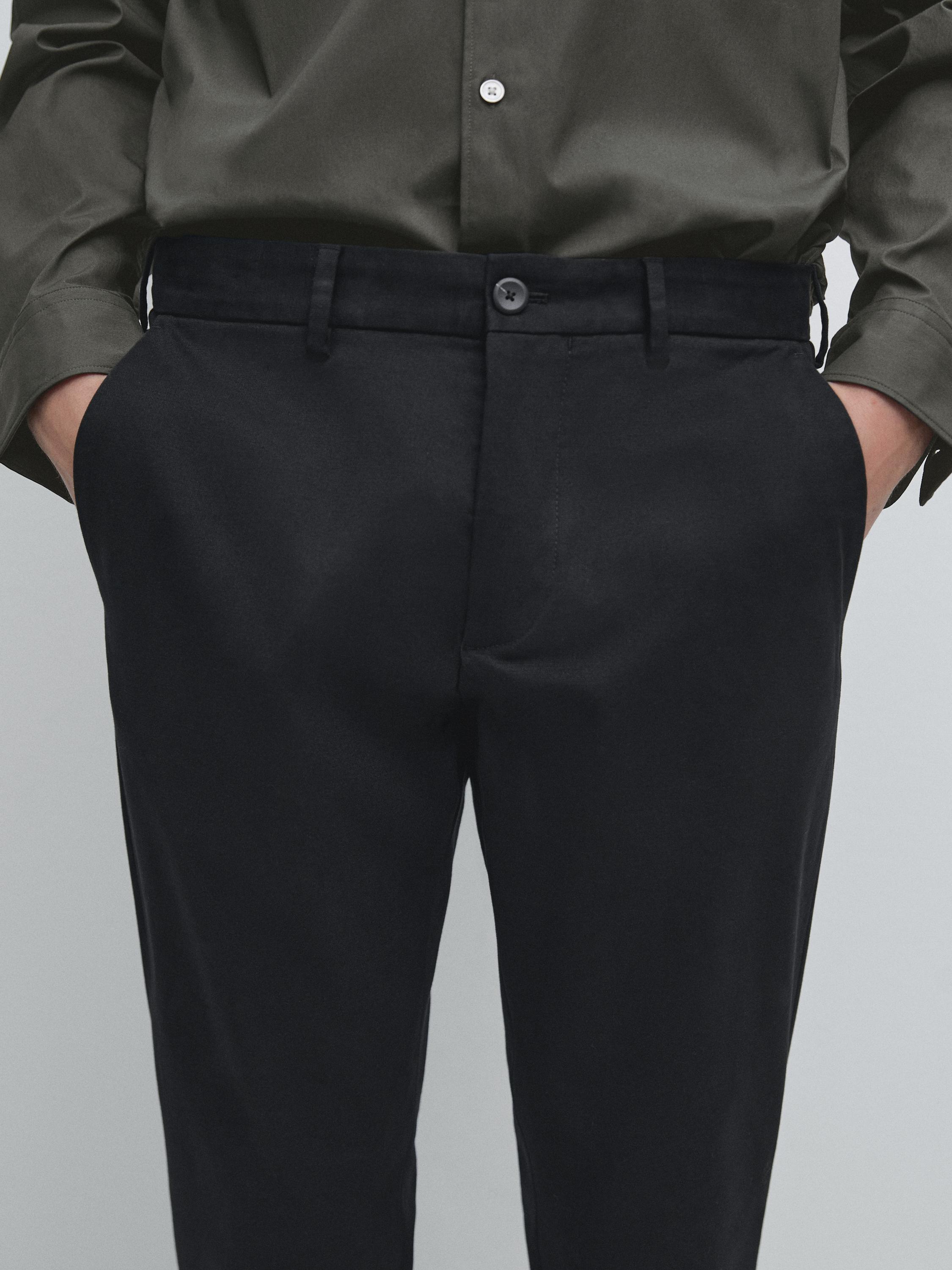Slim fit twill trousers